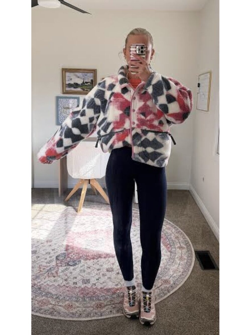 FREE PEOPLE Hit The Slopes Printed Fleece Jacket Mystic Meadow Combo Small NWT